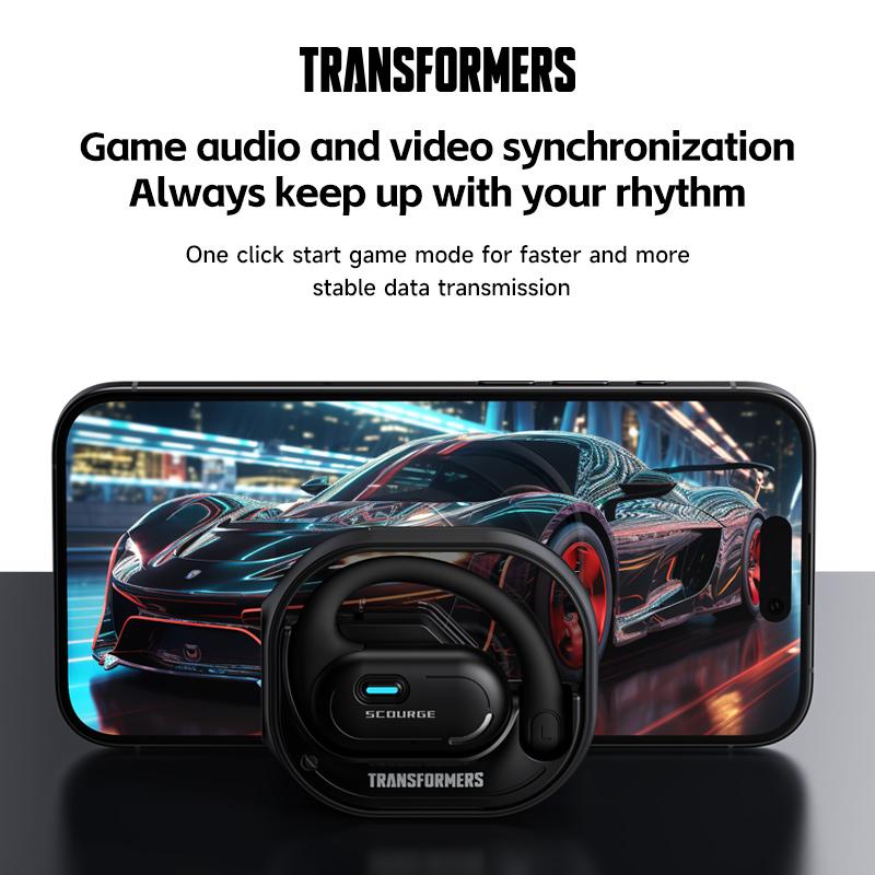 Transformers TF-T15 AI Translation Headset Supports real-time Bluetooth translation in 75 languages 5.4 Surround sound、high-resolution acoustics、streamlined ear-hook design High-quality drive units 360° panoramic view Virtual mixing technology