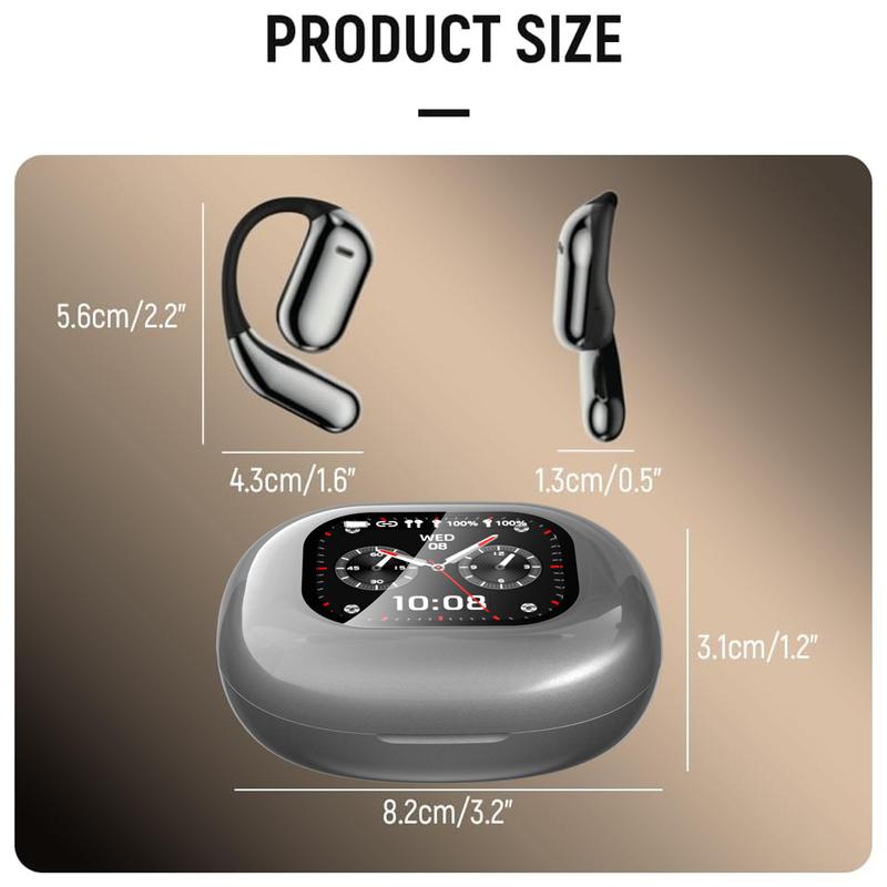 Touch Screen Open Bluetooth Earphones, Over The Ear Earbuds Headphones, True Wireless Open Ear Earbuds Bluetooth, Noise Reduction&Touch Screen Control&LED Display