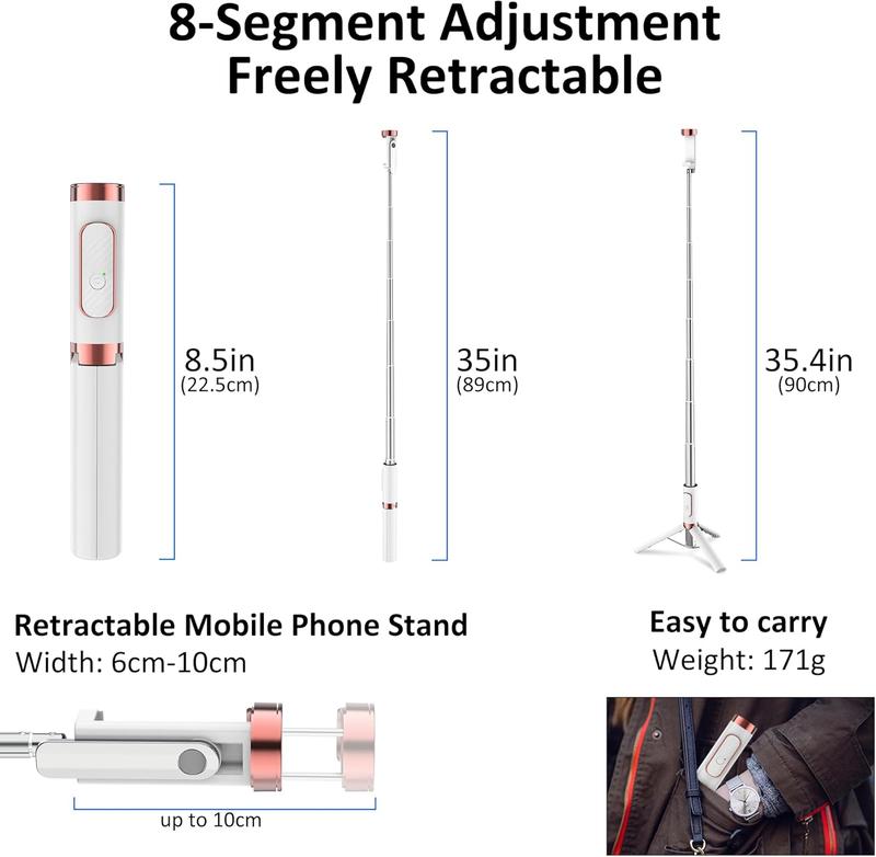 CellphoneTripod with Remote, Aluminum Alloy Selfie Stick Tripod,  Foldable Mini Extendable Tripod Stand 270 Rotation Compatible with  Android Travel Essentials