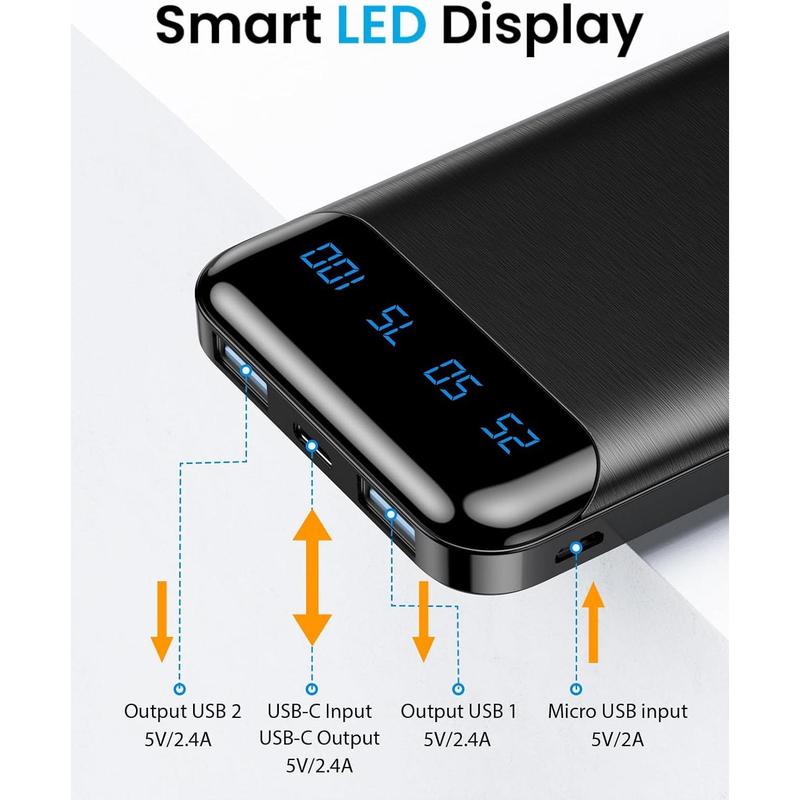 Portable Charger power bank 10000mAh power bank USB C in & out, cell phone Portable Power Bank fast charging, slim portable phone charger battery pack for iPhone Samsung galaxy pixel Moto tablet