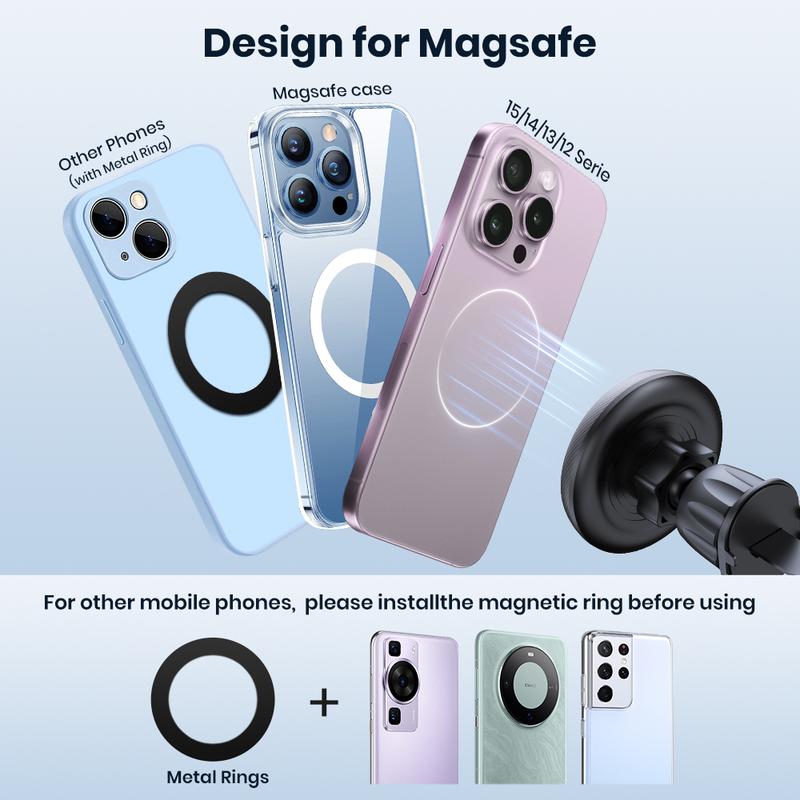 [2-Pack] TOPK for Strong MagSafe Car Mount,  2024 New 360° Magnetic Car Phone Holder Vent, Fit for iPhone 15 Pro Plus Max 14 13 12 Mini MagSafe Case