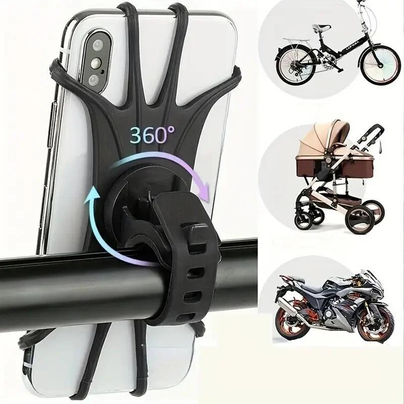 360 Degree Rotatable Bicycle Phone Holder, Silicone Motorcycle Stand Bracket, GPS Support for iPhone 11 Xiaomi 10 Huawei P40