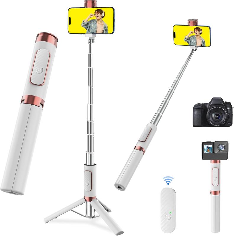 CellphoneTripod with Remote, Aluminum Alloy Selfie Stick Tripod,  Foldable Mini Extendable Tripod Stand 270 Rotation Compatible with  Android Travel Essentials