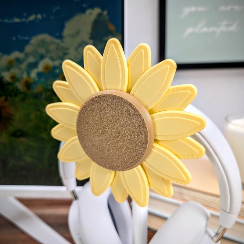 Sunflower Headphone Stand, Wall Mountable Headset Holder, Flower Headphone Hangers, Cute Desk Accessories