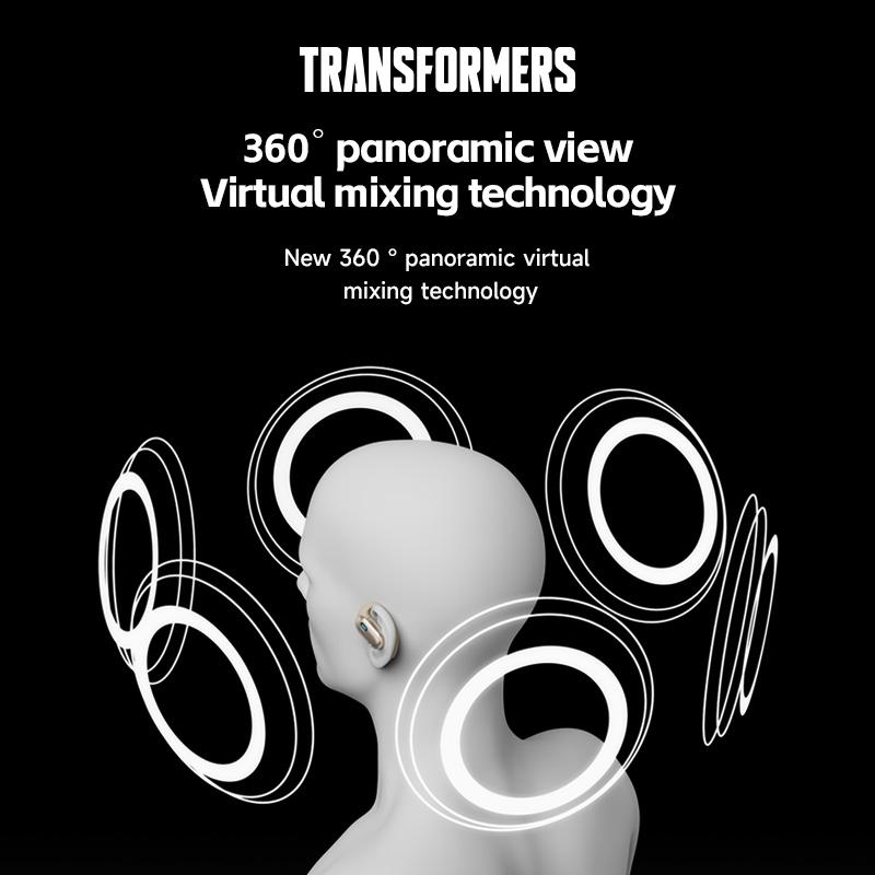 Transformers TF-T15 AI Translation Headset Supports real-time Bluetooth translation in 75 languages 5.4 Surround sound、high-resolution acoustics、streamlined ear-hook design High-quality drive units 360° panoramic view Virtual mixing technology