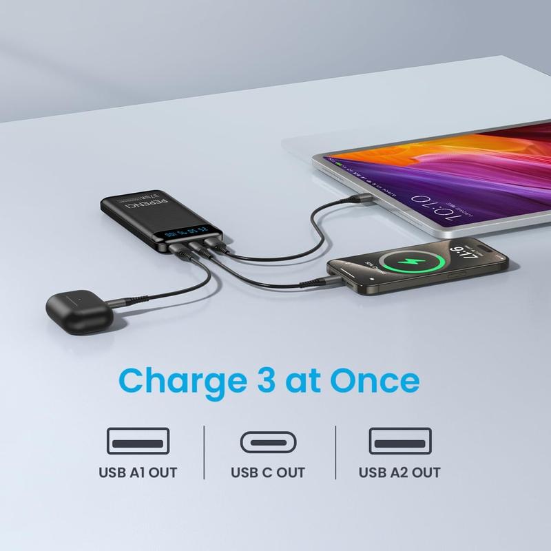 Portable Charger power bank 10000mAh power bank USB C in & out, cell phone Portable Power Bank fast charging, slim portable phone charger battery pack for iPhone Samsung galaxy pixel Moto tablet