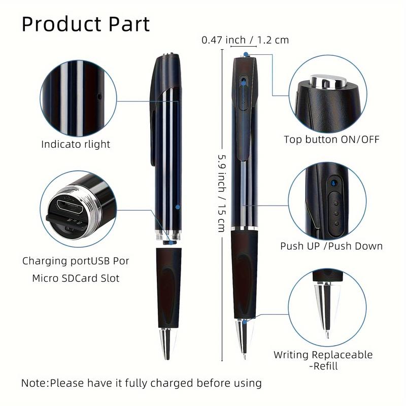 1pcs Portable Camera 1080P HD Security Mini Camera With Video, Mini Cam Recorder Pen, Indoor outdoor Body Camera Recording, Surveillance Camera For Meeting, Business, Office, Home, Lectures, Class, Rechargeable Camera Touch-Controlled