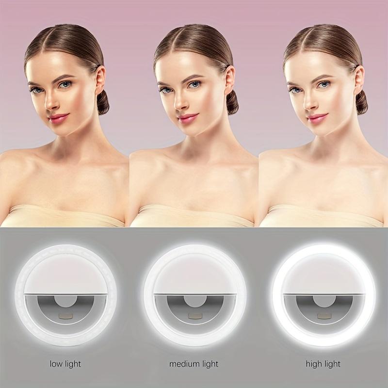 High Quality LED Selfie Ring Light Battery Rechargeable Ring Light for Smartphone Computer Makeup Warm White Light