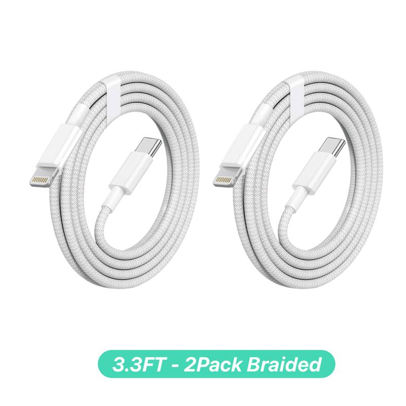 UNIQNOVA USB C to Lightning Cable 3.3FT 2Pack [MFi Certified] Power Delivery Data Sync Cord Fast Charging for iPhone 14 13 12 11 X XS XR 8 7 6 Series