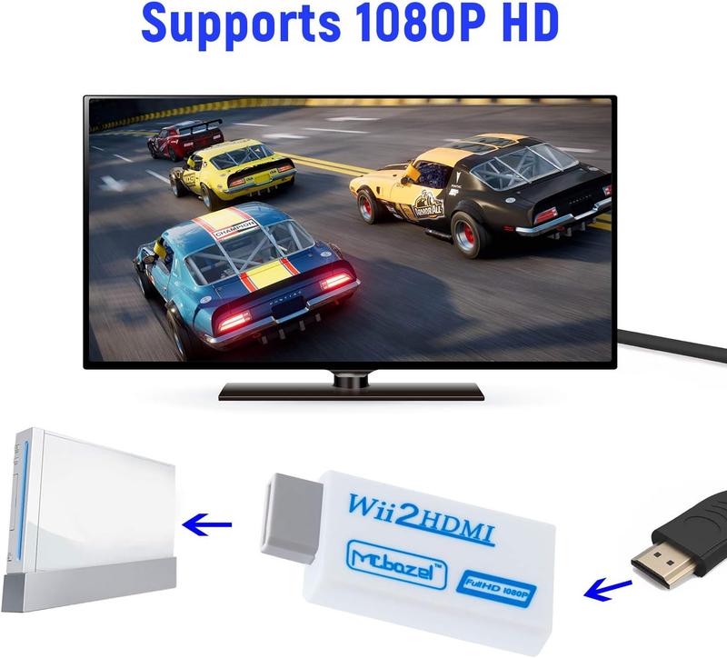 Mcbazel Wii to HDMI 1080p 720p Connector Output Video & 3.5mm Audio Supports All Wii Display Modes 480i 480p, PAL 576i, Hdmi Adapter for Wii Console