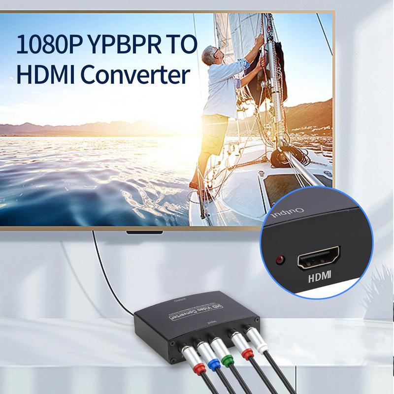 YPBPR to HDMI Converter Component Video & L R RCA Stereo Audio to HDMI Converter Adapter - DVD PS3 Xbox 1080P