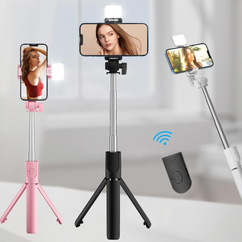 Portable Selfie Stick Tripod, 1 Count 360-Degree Rotatable Phone Selfie Stick with Fill Light, Handheld Selfie Stick for Live Streaming, Vlogging, Photography