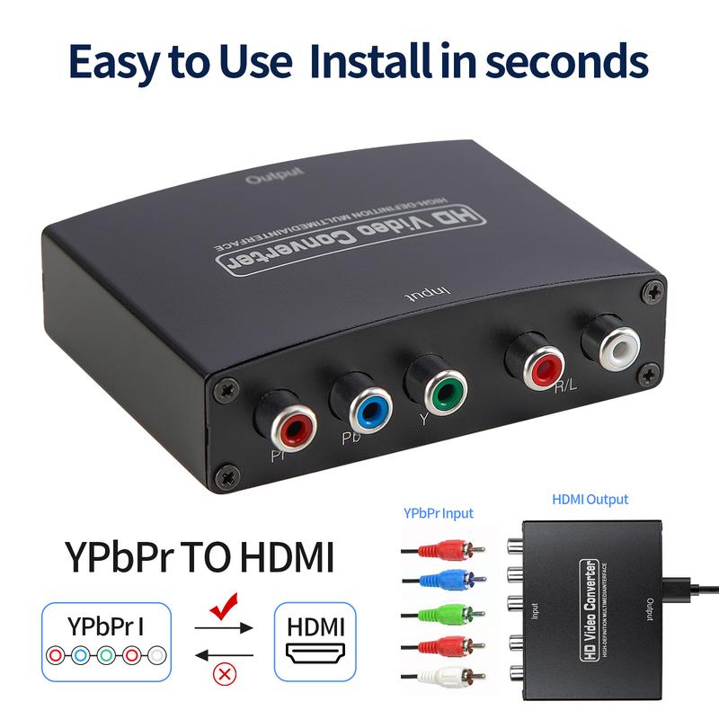 YPBPR to HDMI Converter Component Video & L R RCA Stereo Audio to HDMI Converter Adapter - DVD PS3 Xbox 1080P