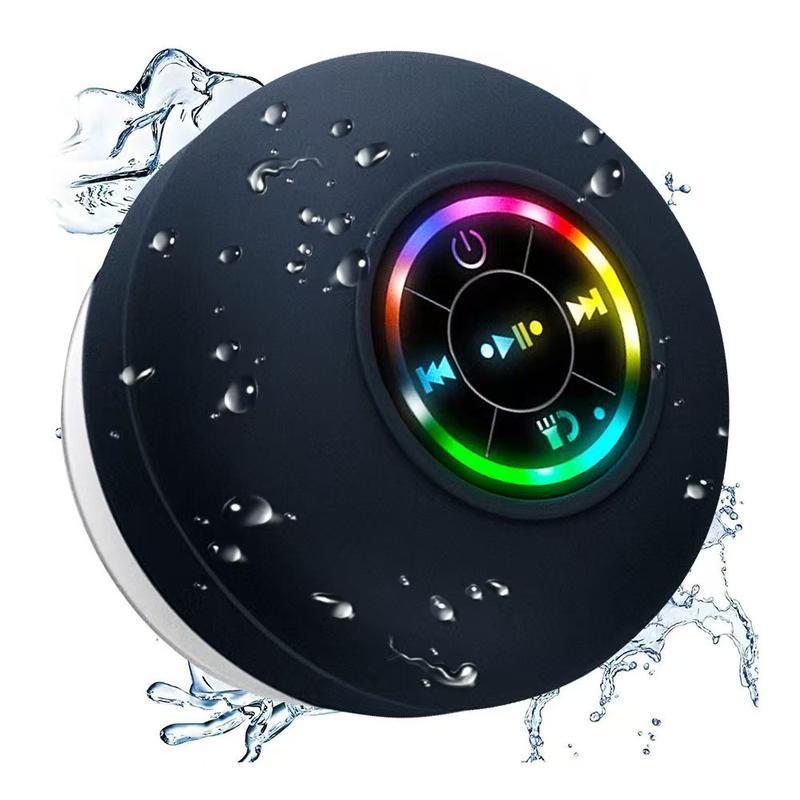 Mini Portable Wireless Speaker, Rechargeable Waterproof Speaker with LED Light, Portable Bluetooth-compatible Speaker for Beach, Shower & Home