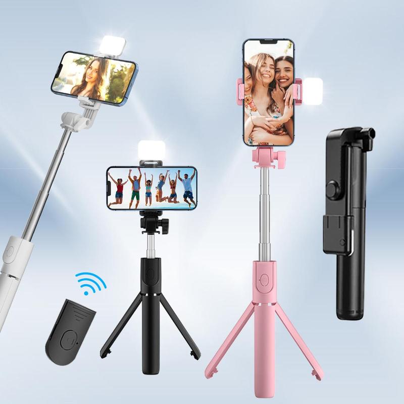 Portable Selfie Stick Tripod, 1 Count 360-Degree Rotatable Phone Selfie Stick with Fill Light, Handheld Selfie Stick for Live Streaming, Vlogging, Photography