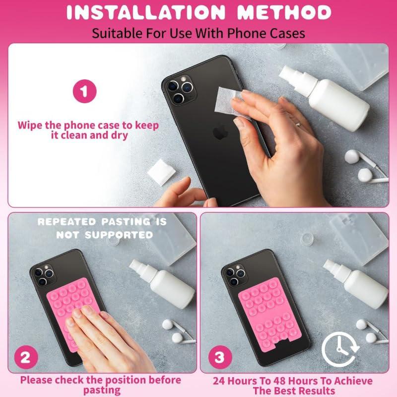 Suction Phone Card Holder Mount, Phone Wallet, Silicon Adhesive Phone Accessory for iPhone and Android, Hands-Free Mirror Shower Phone Holder