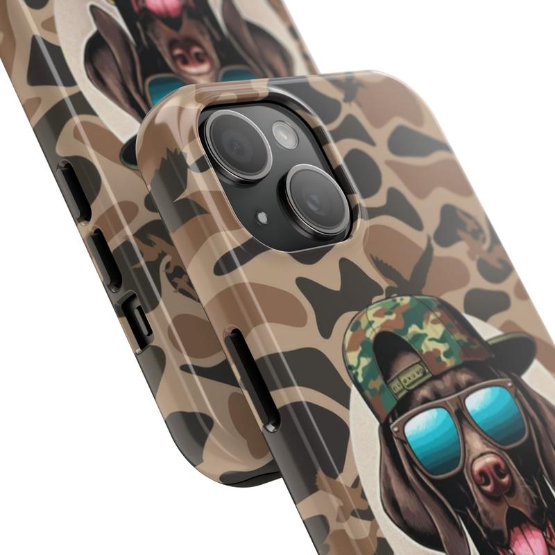 Dog In Backward cap BRUH! Phone Case, Cool & Unique Duck Hunting Design, Duck Hunting Camo iPhone Case for iPhone 15 Promax Plus Pro 15 14 13 12 11 Xr Xsmax Xs X 8 Plus 8