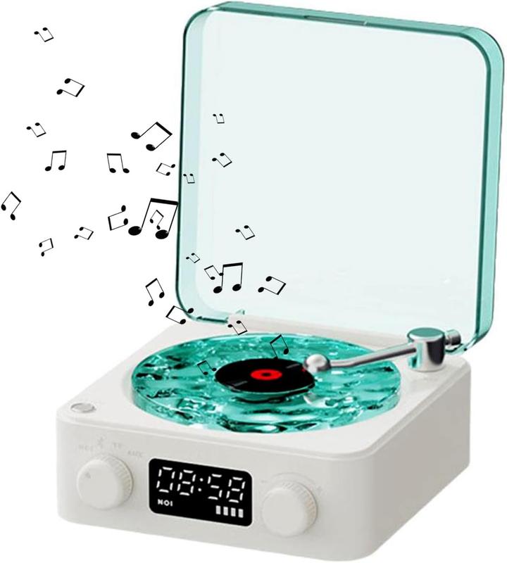 The Waves Vinyl Player,Waves Vinyl Bluetooth Speaker with Adjustable Lights,Portable Four Modes Wireless Vintage Vinyl Record Player,Bluetooth Speaker with Ambient Light for Bedroom,Office,Party