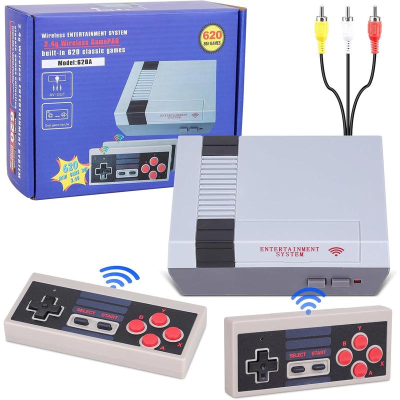 Wireless Retro Game Console - Super Mini Classic Game System Plug and Play with 2 Classic Wireless Controllers Built in  Old School Video Games AV HD Output Ideal Gift for Kids and Adults