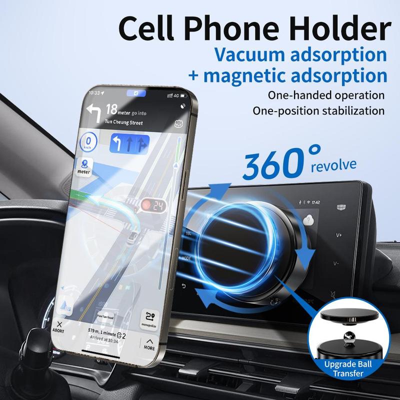 Electric Magnetic Phone Holder, 360-degree Rotatable Car Phone Holder, Universal Car Phone Mount for Tile, Mirror, Mobile Phone Accessories, Cellphone Stand