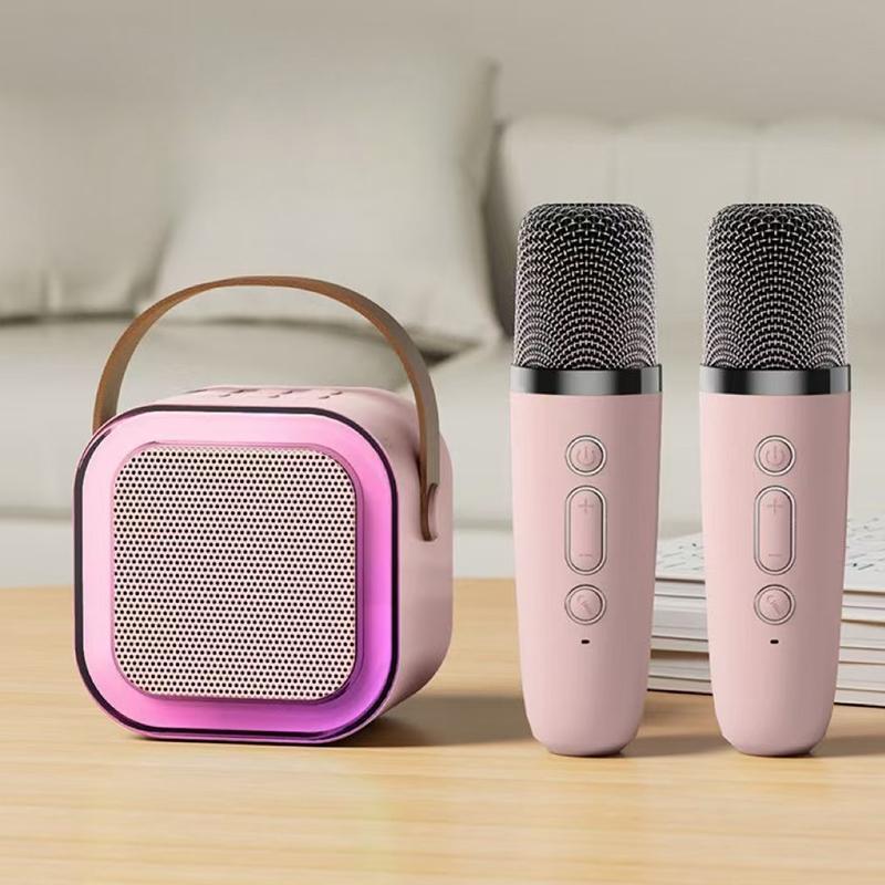 2025 NEW Portable Bluetooth Karaoke Speaker with 2 Wireless Microphones and LED Lights - Perfect for Kids and Adults - Ideal for Birthday Parties & Family Fun