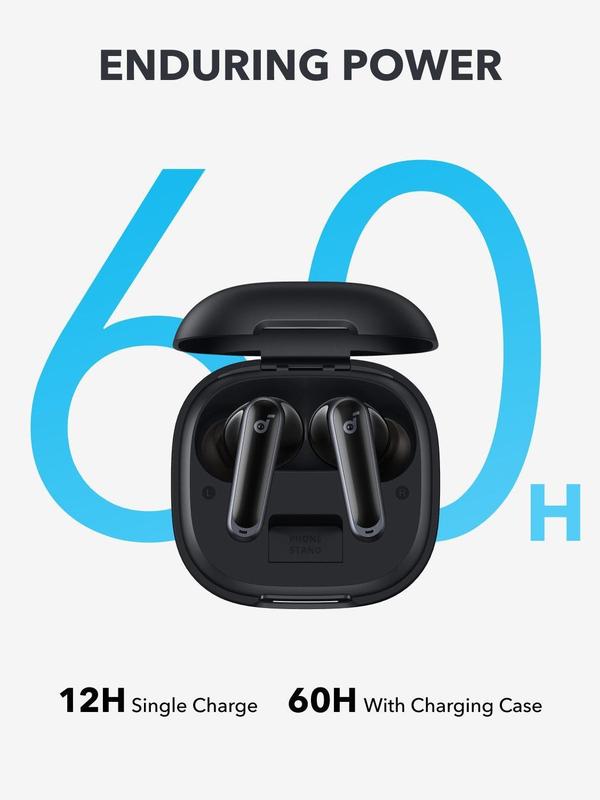 Soundcore P40i by Anker, Noise Cancelling Wireless Earbuds, Adaptive Noise Cancelling to Environments, Heavy Bass, 60H Playtime, 2-in-1 Case and Phone Stand, IPX5, Wireless Charging, Bluetooth 5.3-TTS