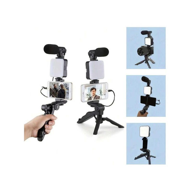 A Mobile Phone Light, Suitable For IPhone, Android, Mobile Stand, Portable Tripod, 10 Inch With Microphone, Suitable For Live Broadcasting, Video Calling, Video Blogging LED Light With Flexible Tripod Stand & Phone Holderfor Handheld Selfie