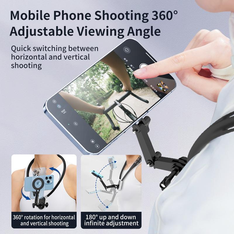 Magnetic Neck Hanging Phone Holder, Vlog Selfie Mount, Portable Action Camera Neck Mount, Hand Free Phone Neck Holder with Accessories, Stocking Fillers Gift