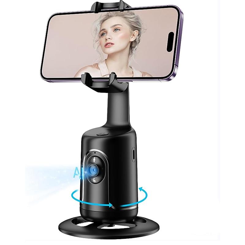 Auto Face Tracking Tripod, No App, 360° Rotation Face Body Phone Camera Mount 3000mAh Rechargeable Battery Gesture Control, Smart Shooting Holder for Vlog, Streaming, Video