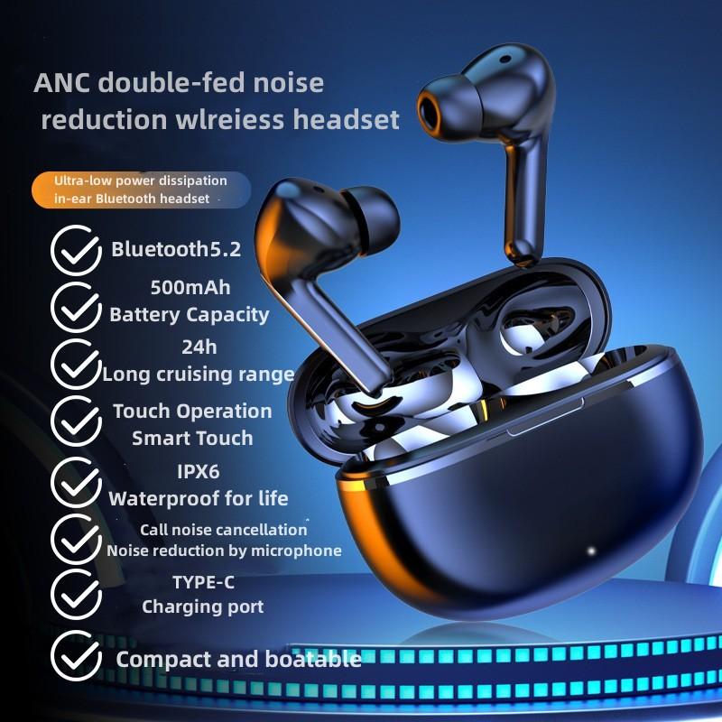 Bluetooth dual-feed noise reduction earbuds, portable electronic audio in-ear headphones, Ipx6 waterproof and sweatproof sports wireless headset gift