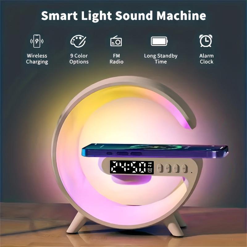 Night Light Multifunctional Wireless Audio Speaker, Multifunctional Wireless Speaker with Alarm Clock, Rechargeable Wireless Speaker with Wireless Charging Station for Smartphones