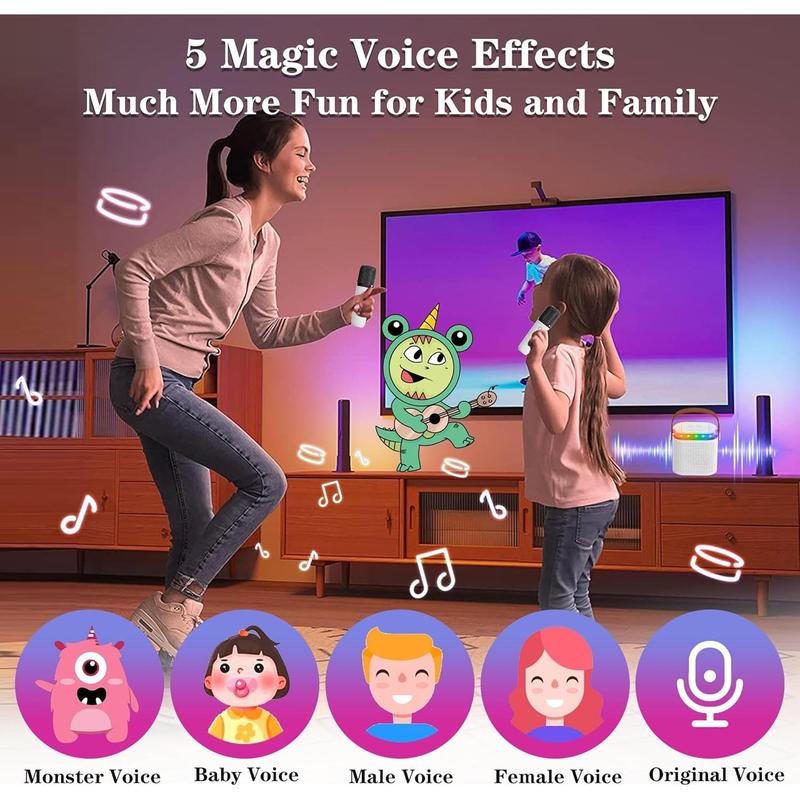 Karaoke Machine for  Adults, Portable  Speaker with 2  Microphones, LED Lights,  Toys Birthday Gifts for Boys Girls Ages 4 5 6 7 8 9 10 12+ (White)