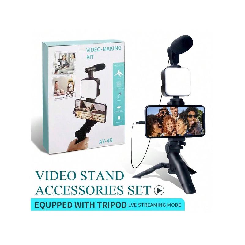 A Mobile Phone Light, Suitable For IPhone, Android, Mobile Stand, Portable Tripod, 10 Inch With Microphone, Suitable For Live Broadcasting, Video Calling, Video Blogging LED Light With Flexible Tripod Stand & Phone Holderfor Handheld Selfie