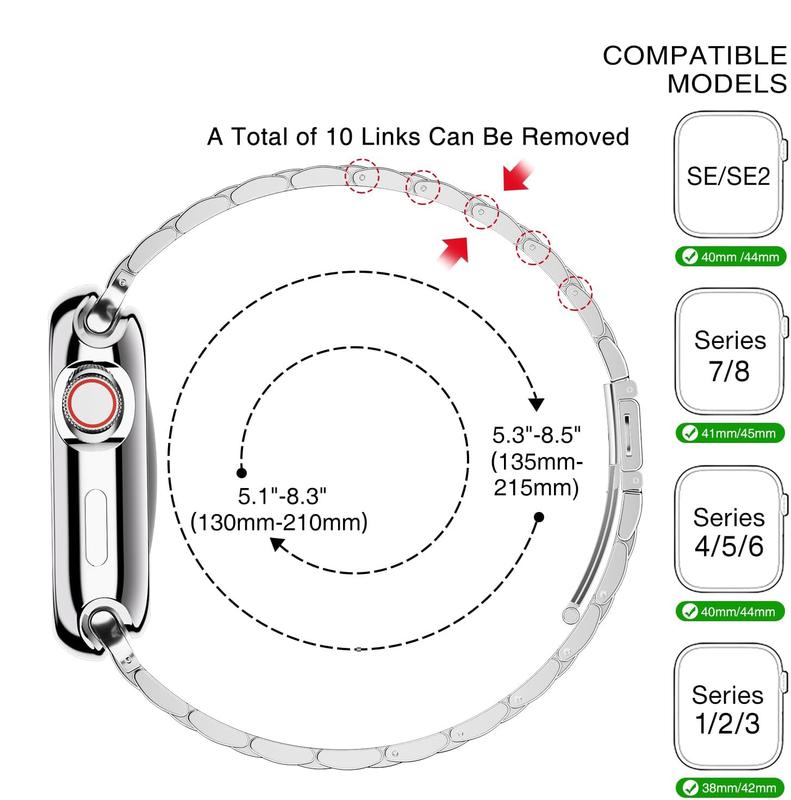 Stainless Steel Apple Watch Band and Case for Men and Women, Compatible with 45mm, 44mm, and 42mm Apple Watches, Suitable for Series 9 8 7 6 5 4 3 2 1 SE SE2 (Silver+Black, 42mm 44mm 45mm) Accessories Wearable