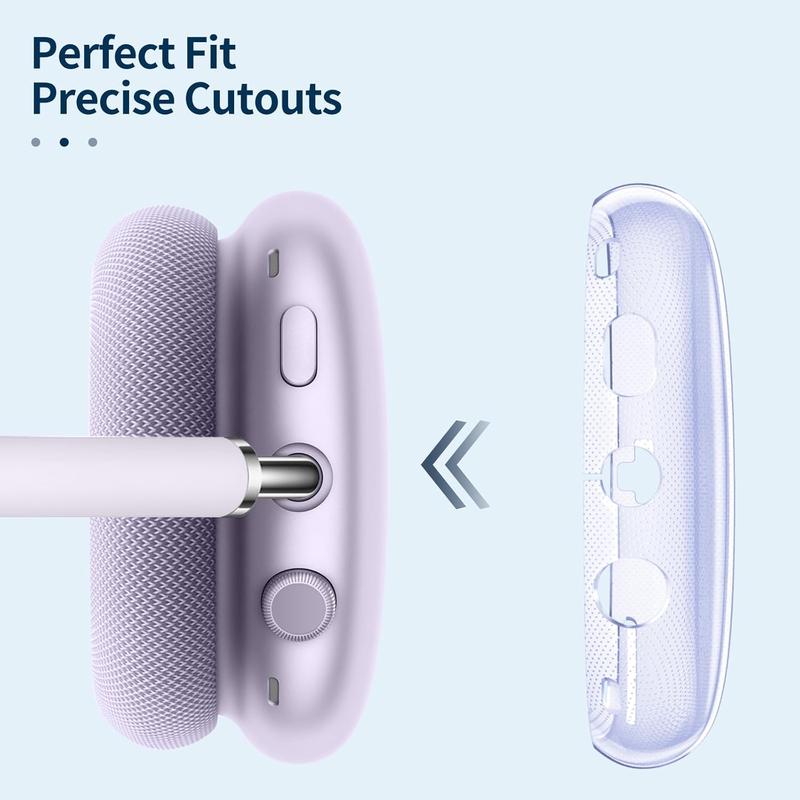 Case Cover for AirPods Max Headphones, Soft TPU Clear Anti-Scratch Protective Cover for AirPod Max, Transparent Accessories  Protector for Airpods Max Headphones (Clear Purple)