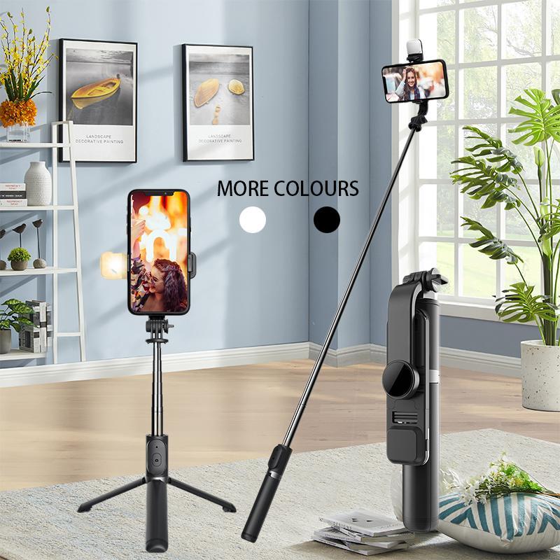 Q02s Fill Light BT Tripod Selfie Stick, 1045mm Stainless Steel Smartphone Selfie Stick, Six-speed Three-color Temperature 360-degree Rotation Horizontal and Vertical Shooting Selfie Stick Tripod