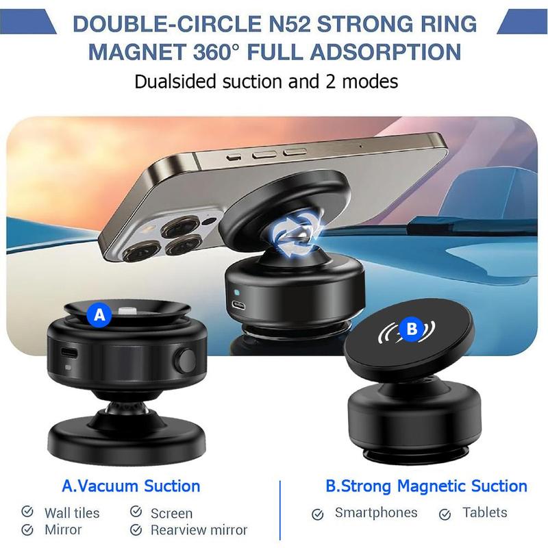 2 in 1 Car Phone Holder Wireless Charger, Vacuum Suction Car Phone Mount Charger for Dashboard, Universal Car Electrical Appliances