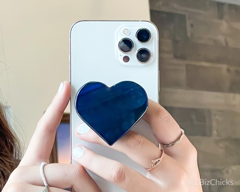 Heart Agate Phone Grip - Crystal Phone Charm & Stand - Natural Stone Accessory for Smartphones Accessories Cellphone