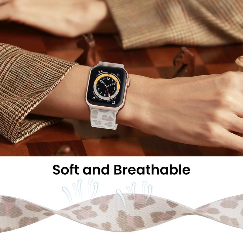 Stretchy Bands Compatible for Apple Watch Band Women 38mm 40mm 41mm 42mm 44mm 45mm 49mm, Nylon Braided Breathable Straps for iWatch Series 9 8 7 6 SE 5 4 3 2 1 Ultra Ultra 2 Wearable Adjustable