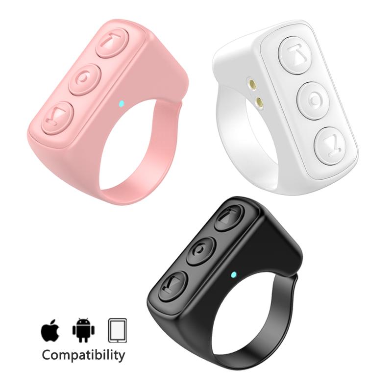 Wireless Page Turner Tiok Scrolg Button Fingertip Bluetooth Remote Control with Charging Case Phone, Ring for iPhone, iPad, Android,