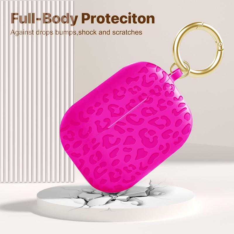 Fashion Engraving Leopard Case Compatible for Airpods Pro 2 Case Cover 2022 Airpod Pro Case Cover,Soft Silicone for Airpods Pro 2nd Generation Case,Hot Pink