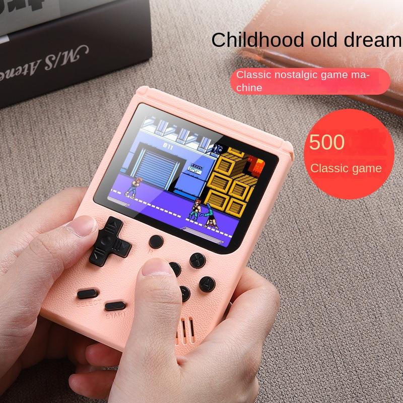 QEK limited time promotion Macaron 3.0-inch handheld game console, children's nostalgic toy 500 in one, retro mini PSP, retro portable mini handheld video game console Protection Protection