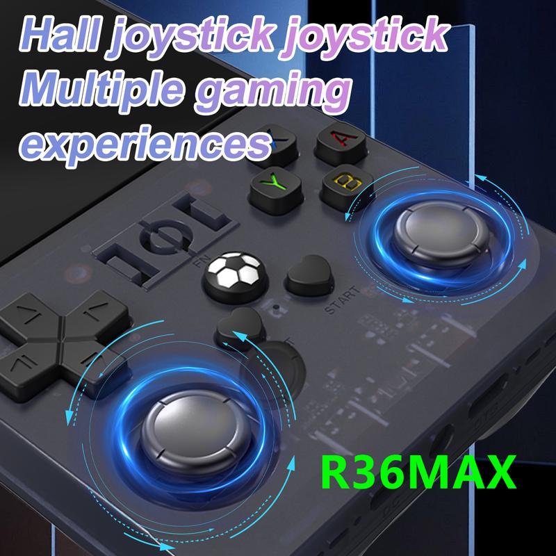 R36 Max Retro Video Handheld Game Console Linux System 4 in IPS Screen Built in 4000mAH Battery 64G TF Card Preinstalled Games 2.4G wireless controller connection Chritmas gift