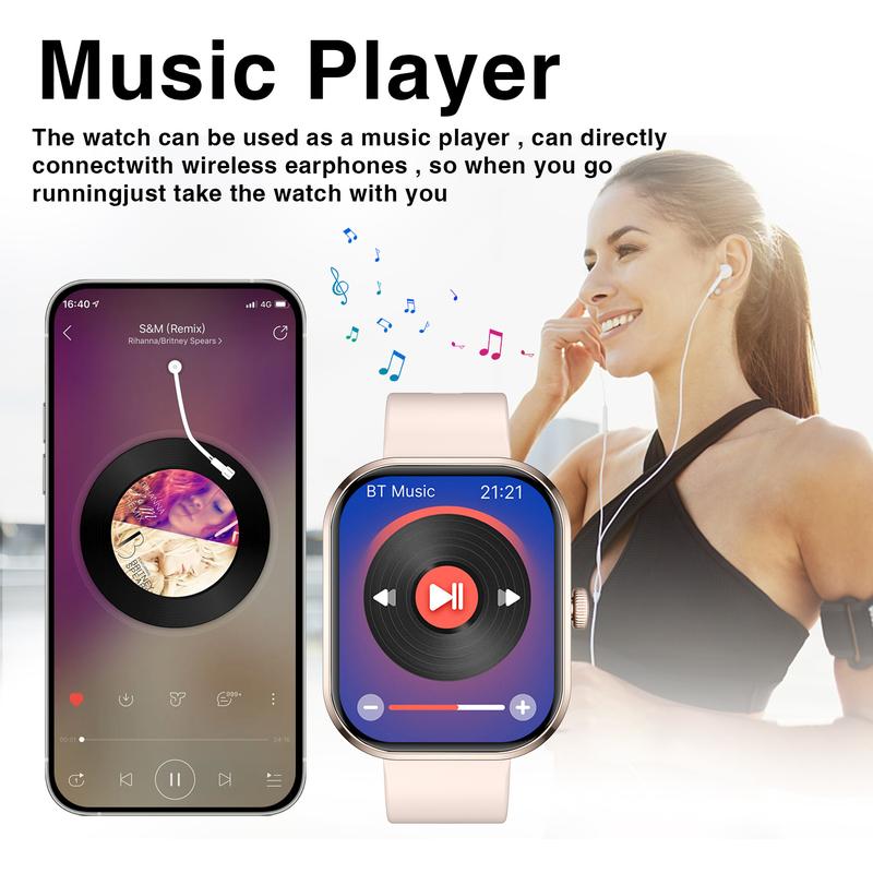 Smart watch, wireless calls dialing, multiple APP reminders, suitable for men and women, sports watch, compatible with iPhone Android