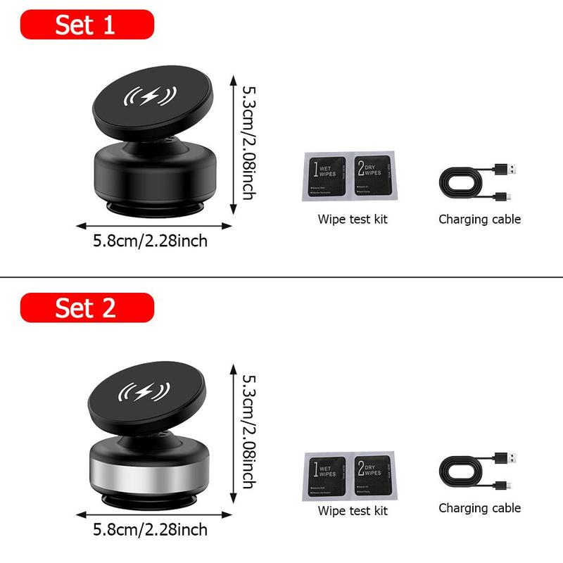 2 in 1 Car Phone Holder Wireless Charger, Vacuum Suction Car Phone Mount Charger for Dashboard, Universal Car Electrical Appliances