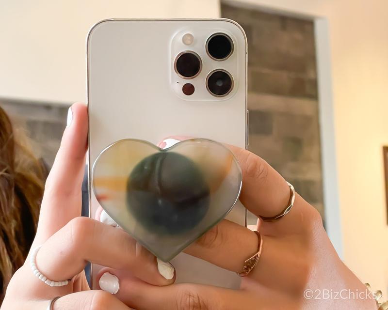 Heart Agate Phone Grip - Crystal Phone Charm & Stand - Natural Stone Accessory for Smartphones Accessories Cellphone