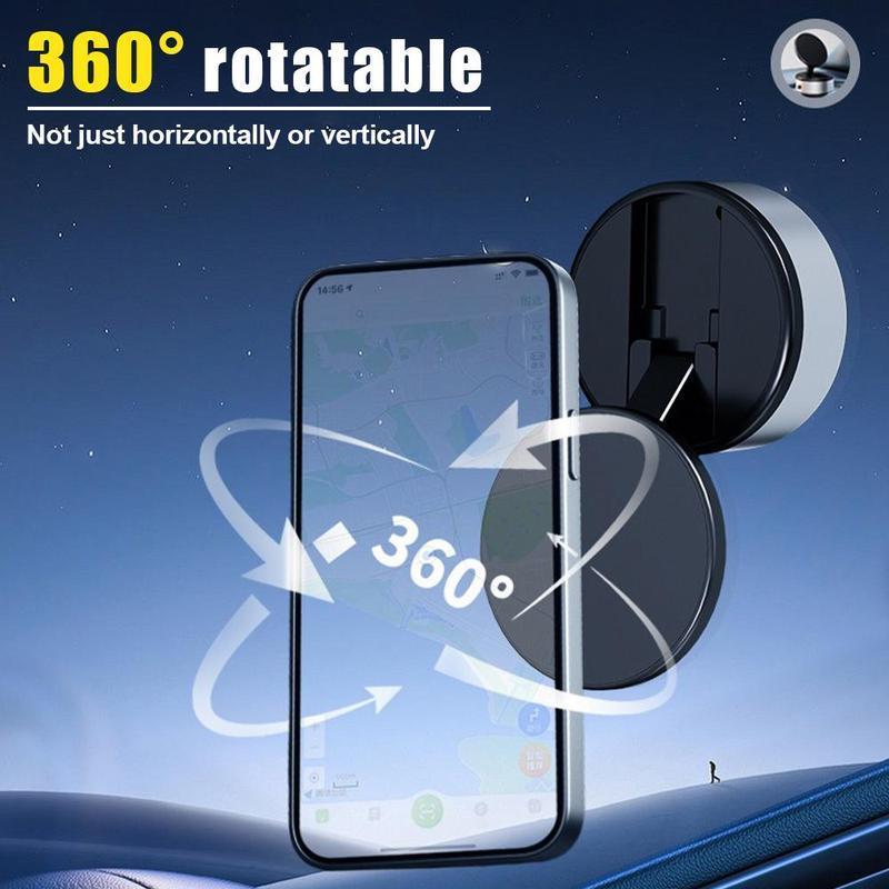 360° Rotatable Magnetic Car Phone Holder, Multifunctional Navigation Bracket for iPhone & Android, Vacuum Suction Cup Car Phone Holder for Kitchen, Office