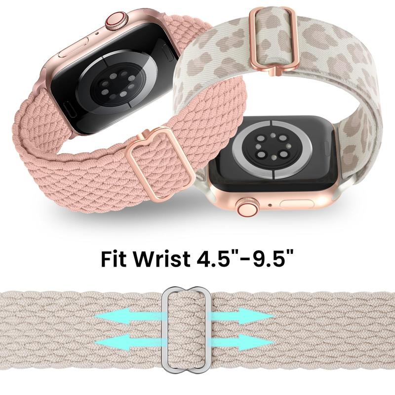 Stretchy Bands Compatible for Apple Watch Band Women 38mm 40mm 41mm 42mm 44mm 45mm 49mm, Nylon Braided Breathable Straps for iWatch Series 9 8 7 6 SE 5 4 3 2 1 Ultra Ultra 2 Wearable Adjustable