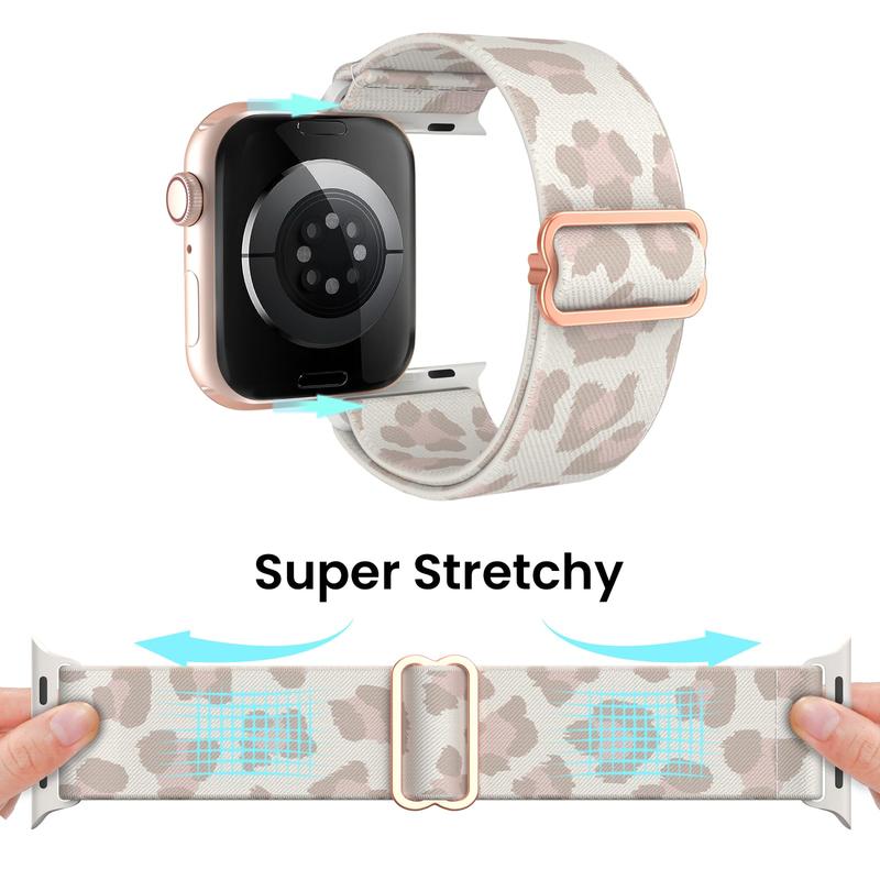 Stretchy Bands Compatible for Apple Watch Band Women 38mm 40mm 41mm 42mm 44mm 45mm 49mm, Nylon Braided Breathable Straps for iWatch Series 9 8 7 6 SE 5 4 3 2 1 Ultra Ultra 2 Wearable Adjustable