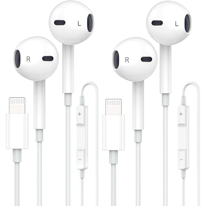 iPhone Wired with Lightning Connector [Apple MFi Certified] Wired Earphones with Microphone Volume Control Music and Calling Headphones for iPhone 14 13 12 11 SE X XR XS 8 7-2 Pack